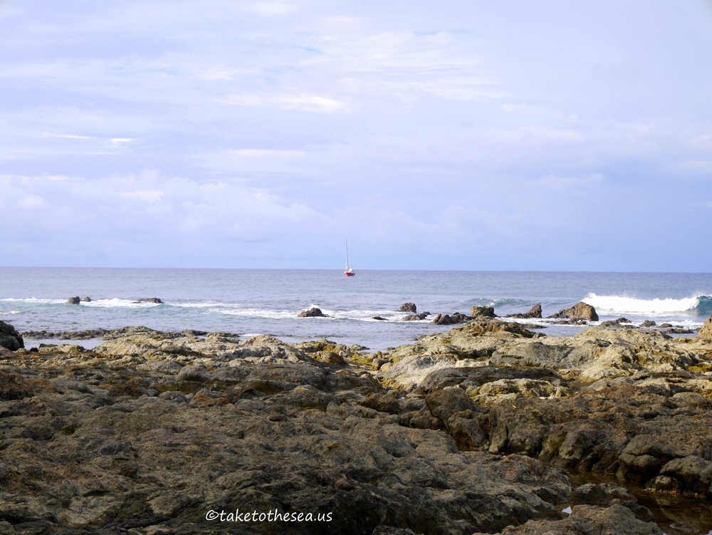 We had to anchor far from shore since there is lots of coral surrounding the entire island.